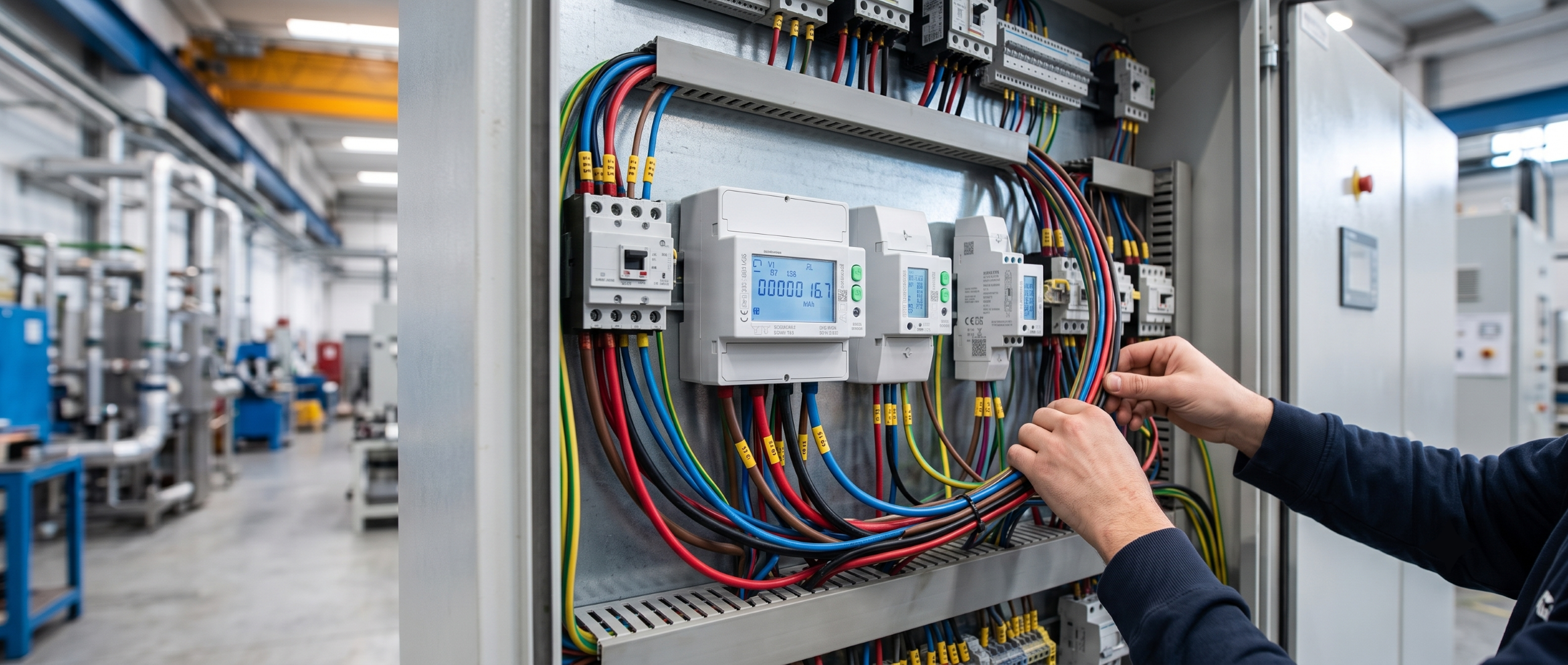 quadro elettrico con installazione cavi in corso